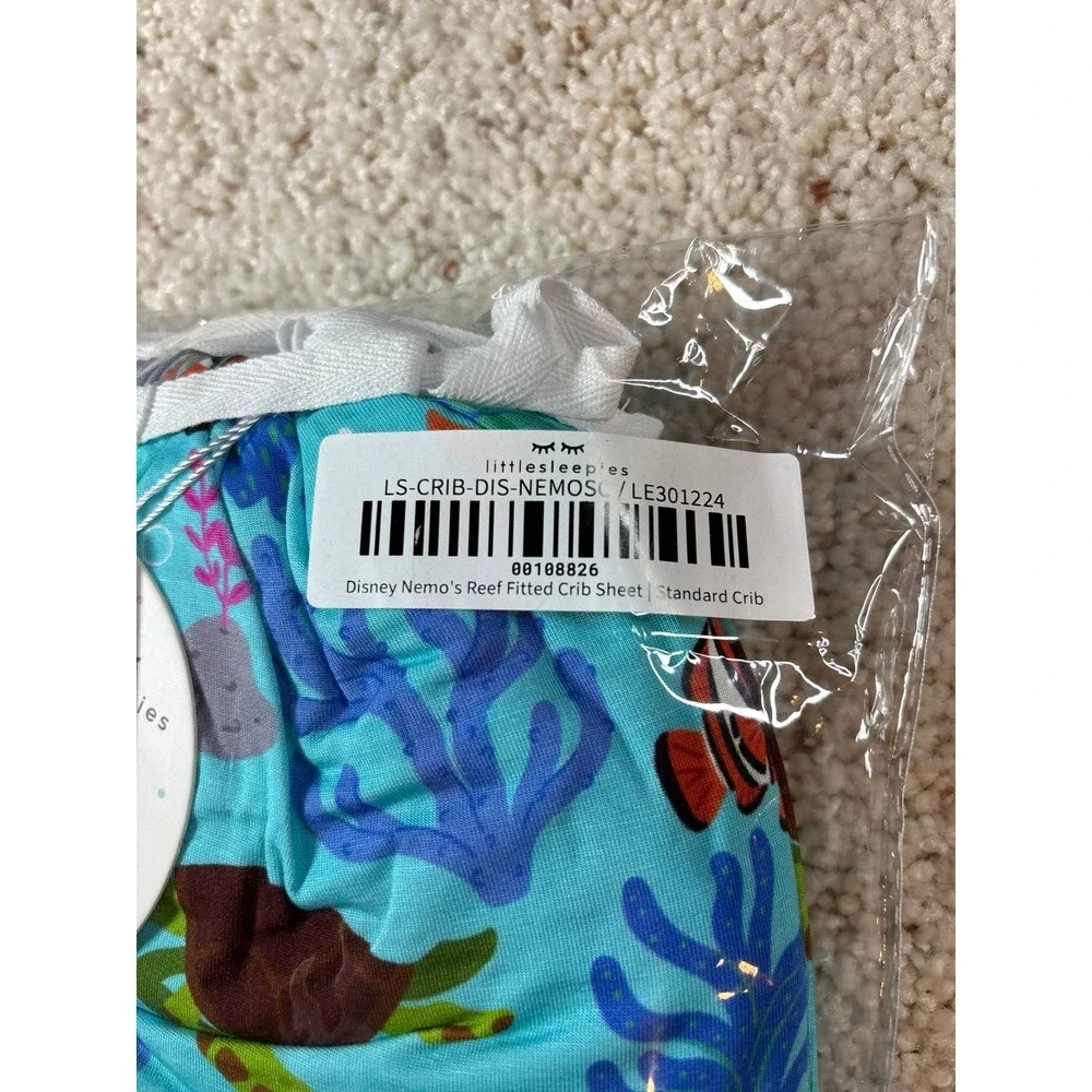 Little Sleepies Disney Nemo's Reef Crib Sheet Standard Blue Bamboo Finding Nemo
